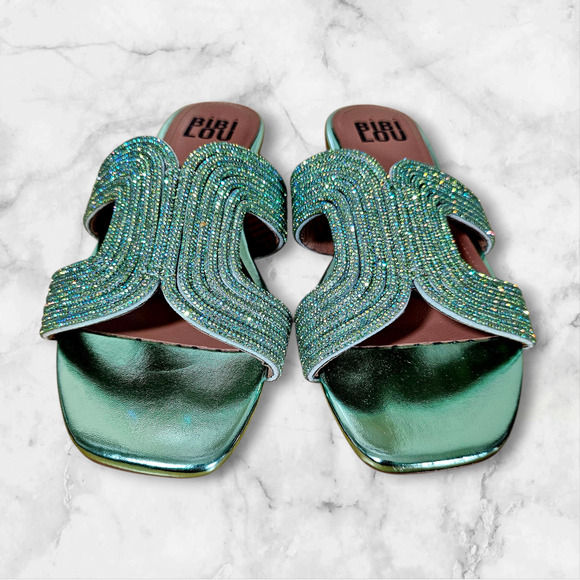 Bibi Lou Green Spongecake Sandals New - Picture 4 of 8